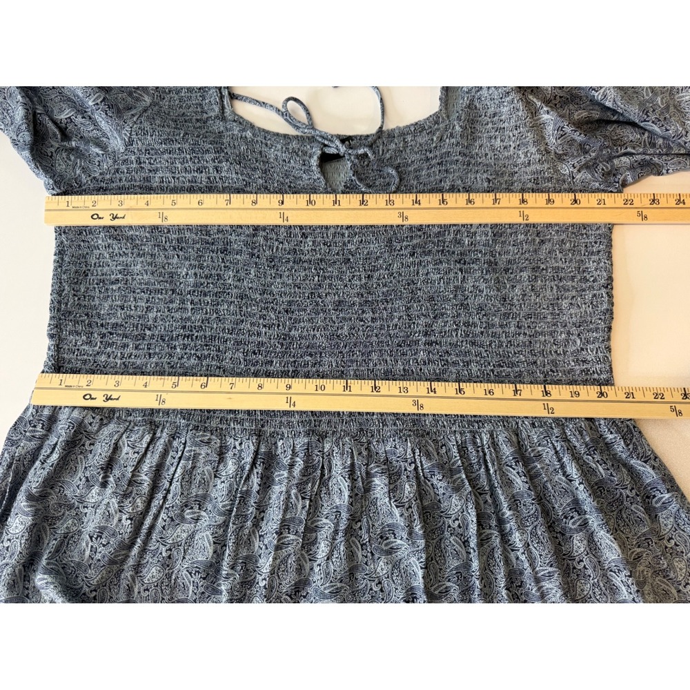 ABLE Joyce Smocked Maxi Dress Womens 2X Blue Midnight Paisley Tiered Boho - Picture 8 of 11